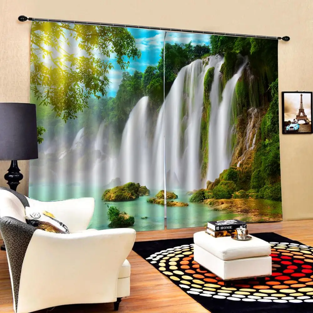 Занавески с большим водопадом ветрозащитные плотные затемняющие 3d шторы для