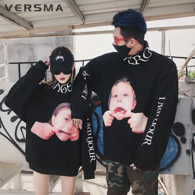 VERSMA корейский Harajuku Ulzzang 3D печатных толстовки кофты для мужчин и женщин осень High Street хип хоп свободные Рождество Пара Толстовка