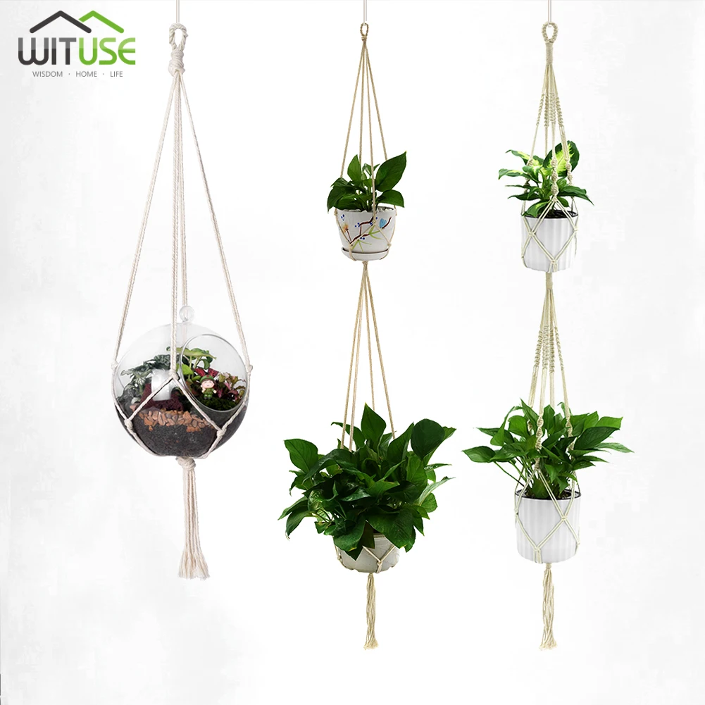 100% ручная работа подвеска для растений из макраме хлопок вязаный держатель