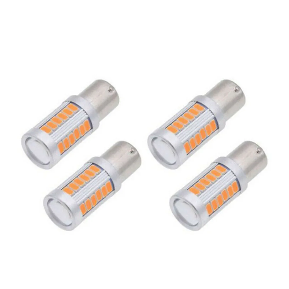 4x Янтарный BAU15S PY21W 1156PY светодиодный 33SMD автомобиля задних фонарей, фонарей указателей повтора и тормоз заднего хода сигнальный светильник
