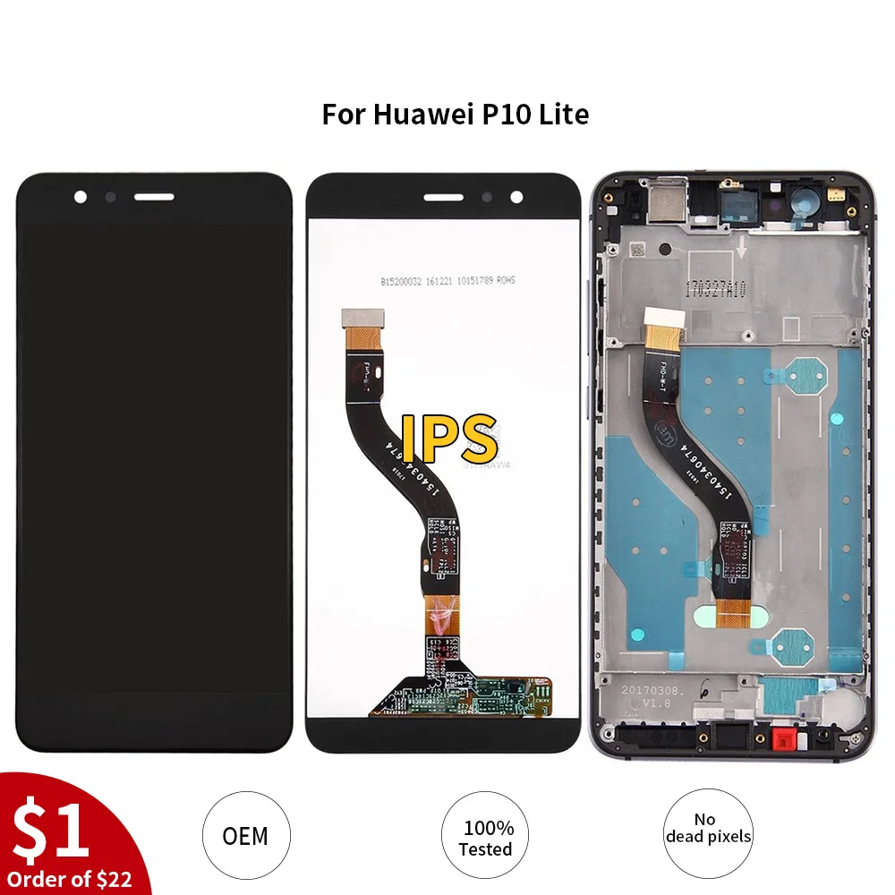 5 2 &quotOEM качество ЖК-дисплей с рамкой для HUAWEI P10 Lite Дисплей планшета Экран WAS-LX1 WAS-LX1A