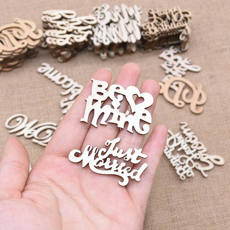 

15/30pcs Vintage Wooden Confetti Rustic Wood Letter Love Bride To Be Just Married Valentine's Day Wedding Party Table Decoration