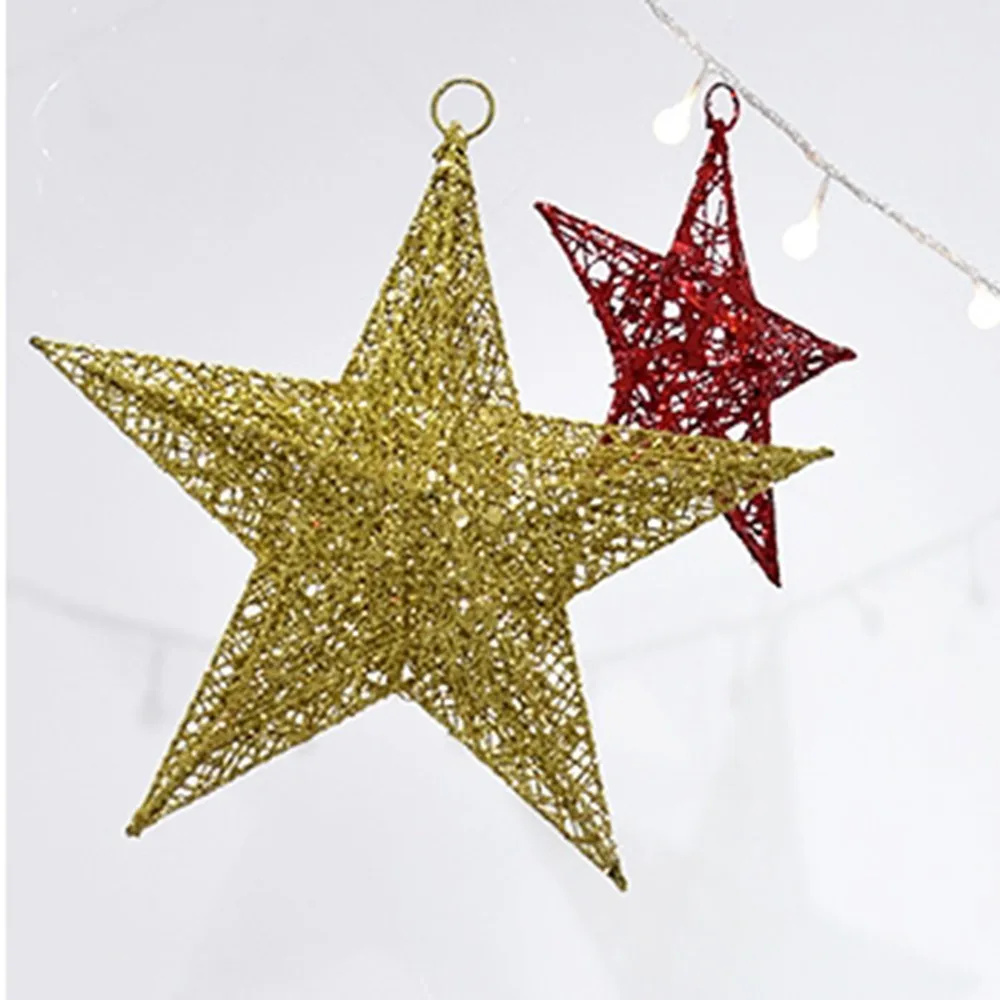 Новогодняя елка топперы звезда красный золотистый серебристый металлический