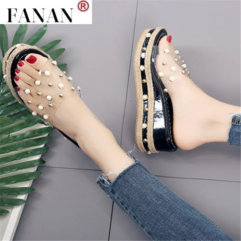 

Women Sandals Summer Shoes Women's Slippers Rhinestone Wedges Flip Flops Fashion Clip Toe Beach Shoe For Women
