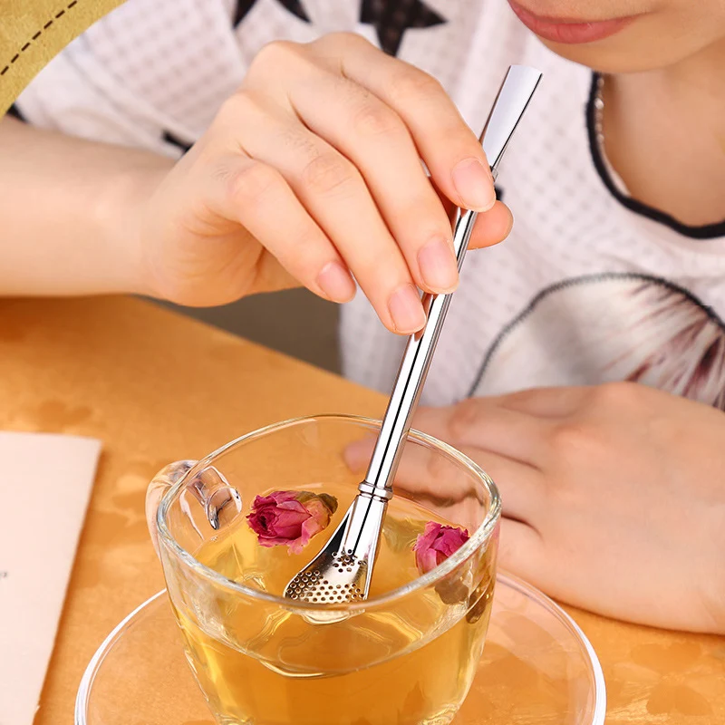 

Creative 304 roestvrij staal drank strolepel koffiefilter lepel mengen lepel milieu bescherming tafelgerei