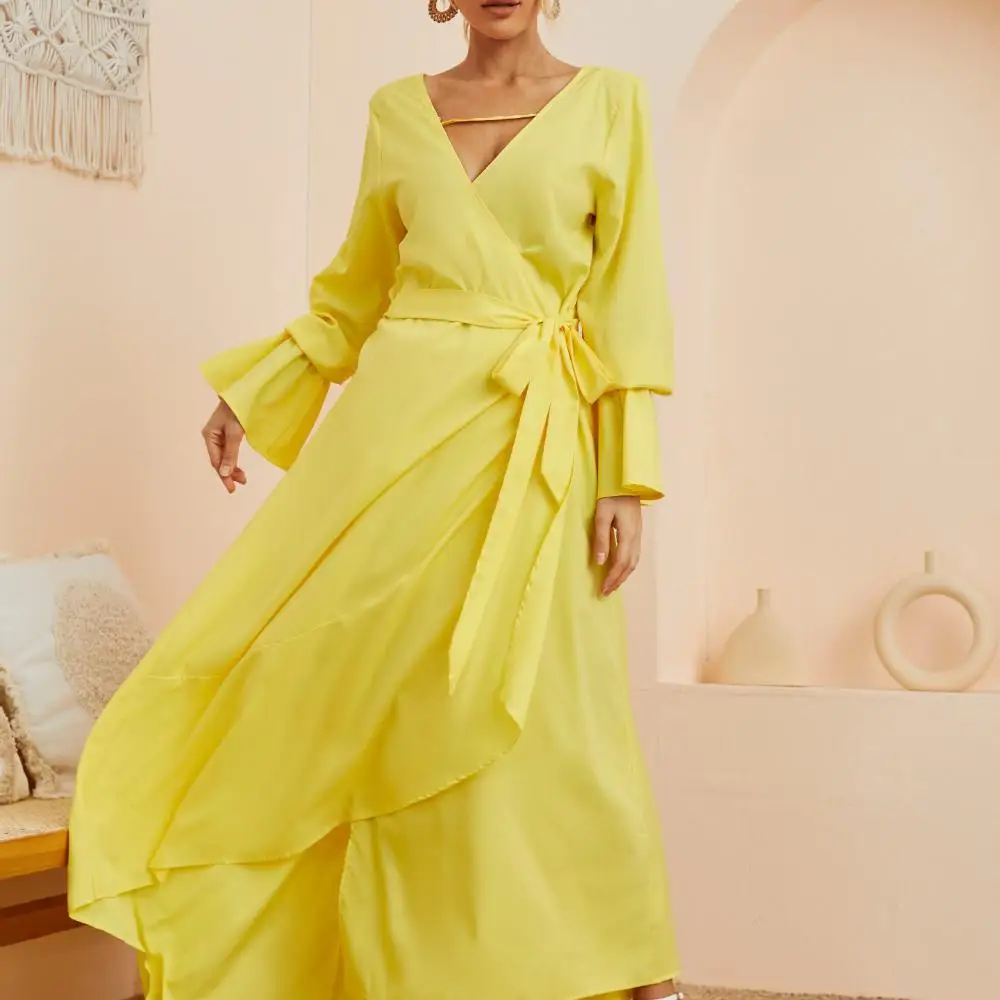 

floral dresses for woman 2021 Casual beautiful long sleeve backless long dress elegant woman ladies summer yellow dress female