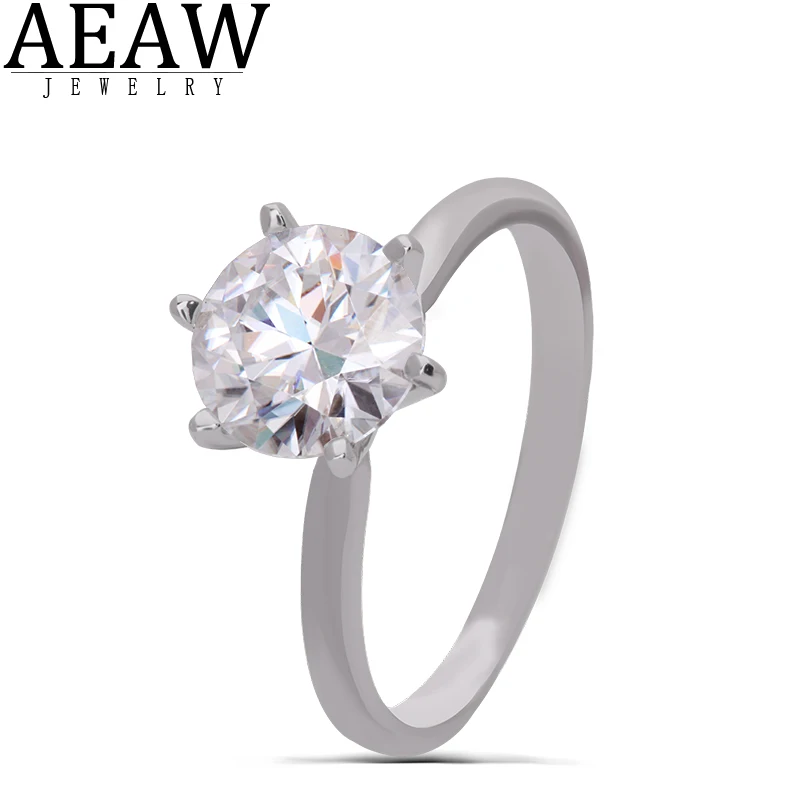 

AEAW 14 к белое золото 3.0ct 9 мм круглая огранка DF Moissanite обручальное кольцо юбилейное кольцо обручальное кольцо для женщин для девочек