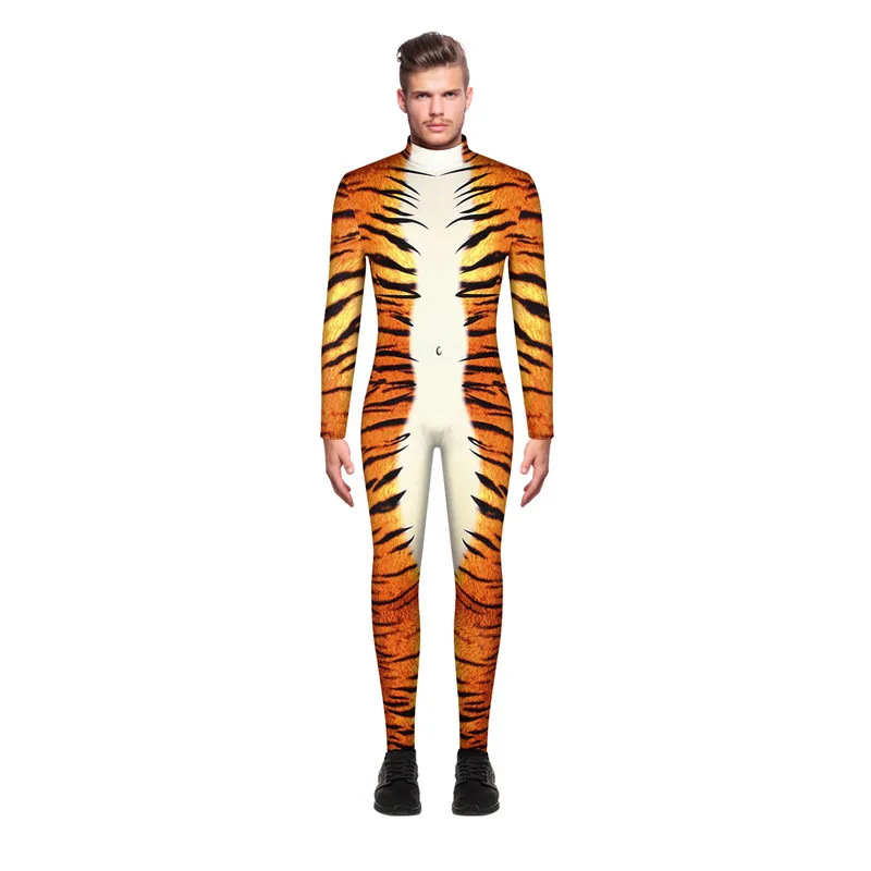 sexy men halloween costumes animal party zentai catsuit suit tiger snake 3d print muscle cosplay bodysuit jumpsuits free global shipping