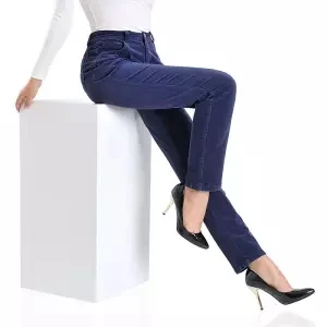 Royal blue Новые Модные осенние и зимние вельветовые штаны с подкладкой, хлопковые Стрейчевые свободные прямые брюки большого размера, повседневные штаны с высокой талией - Цвет: Royal blue