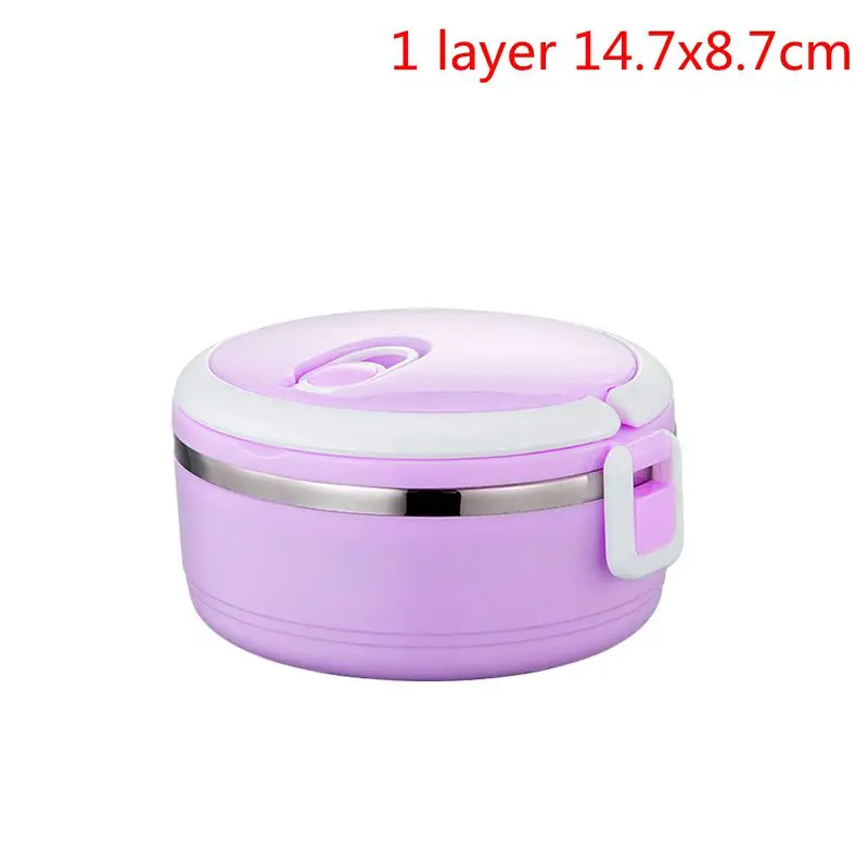 1 Layer purple Ланчбокс Герметичный Термос Ланч-бокс контейнер для еды портативный термо-Ланч-бокс из нержавеющей стали для офиса и кемпинга - Цвет: 1 Layer purple