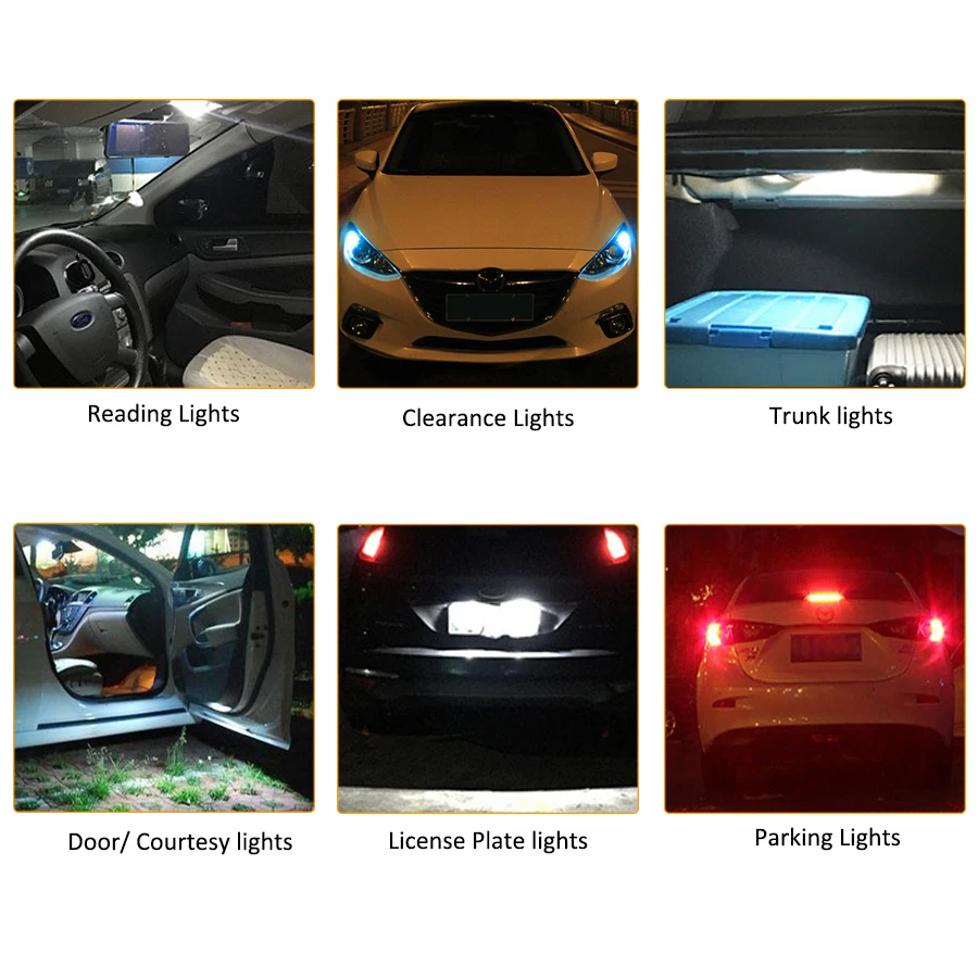 10 шт. t10 led w5w 168 194 smd светодиодные Внутренние огни автомобиля Освещение номерного