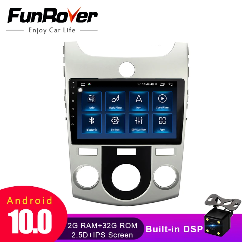 FUNROVER Android 10 0 автомобильный Радио мультимедийный видео плеер для KIA Forte Cerato 2008 2012 2