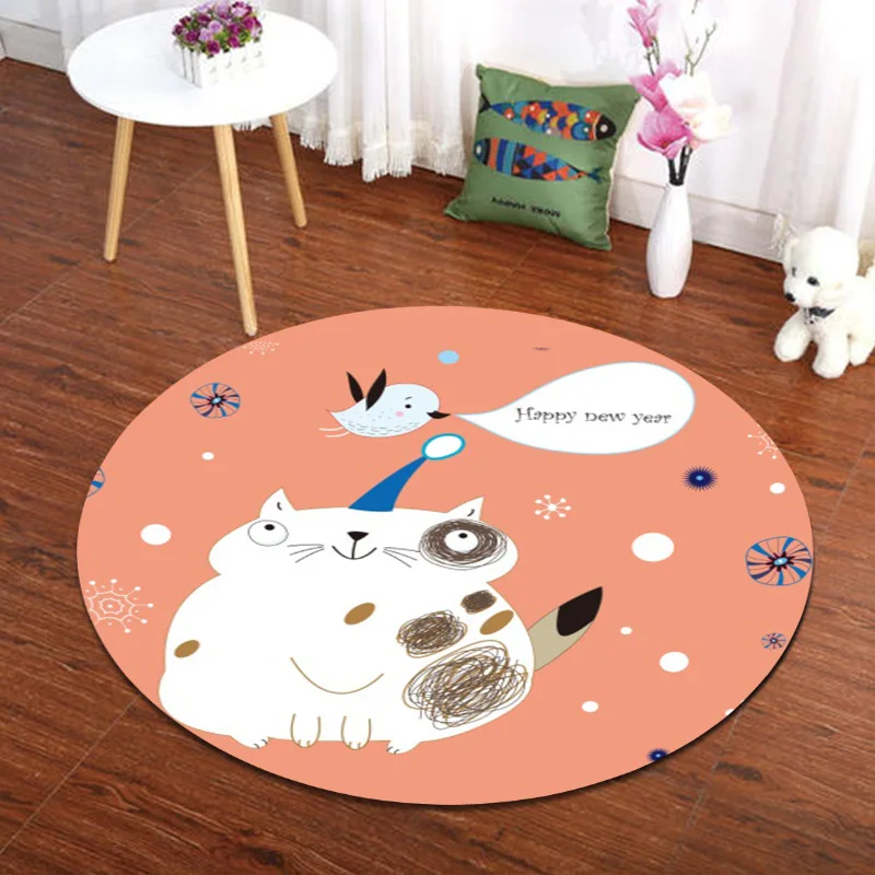 Новое поступление круглый коврик с мультяшным котом и животными Tapete для гостиной
