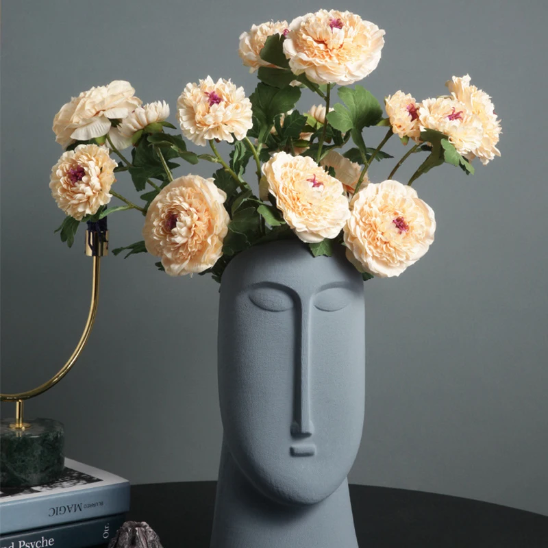 Керамическая ваза в форме головы скандинавский горшок для высушенных цветов