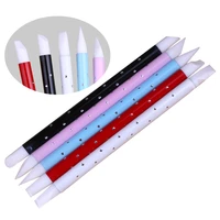 5pcs double head nail art brush nail art hollow carving pen silicone brushes manicure carving emboss nails dotting tools