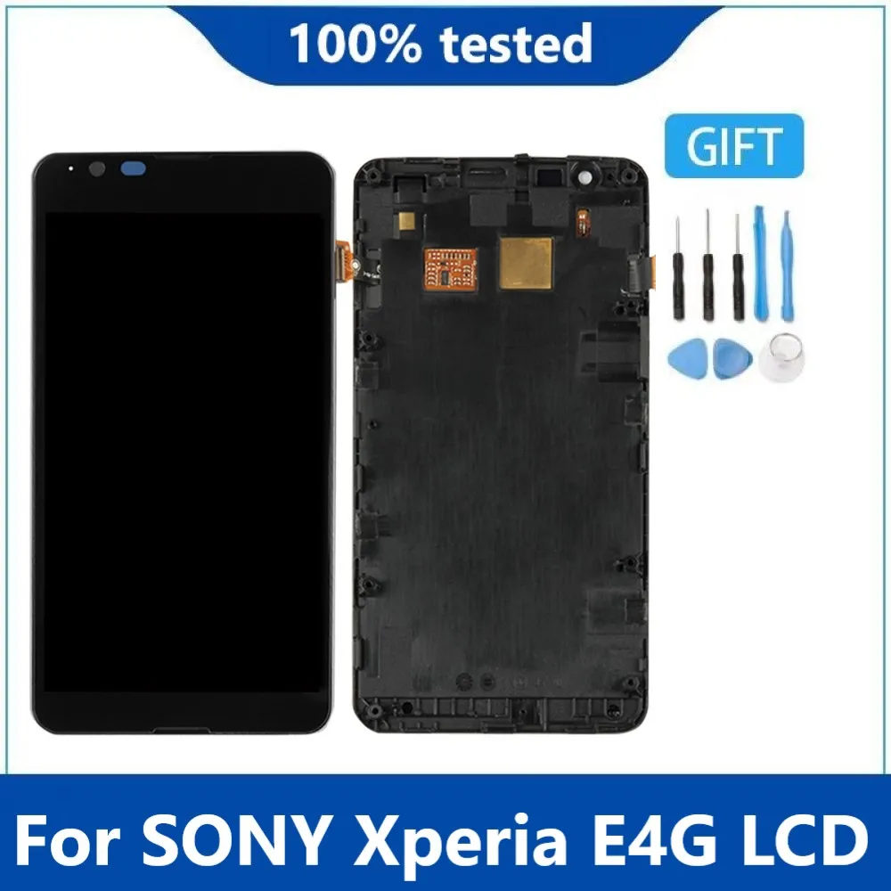 

ЖК-дисплей для Sony Xperia E4G, сенсорный экран с дигитайзером в сборе, Замена для Sony E4G, E2003, E2006, E2053, ЖК-дисплей с рамкой, оригинал