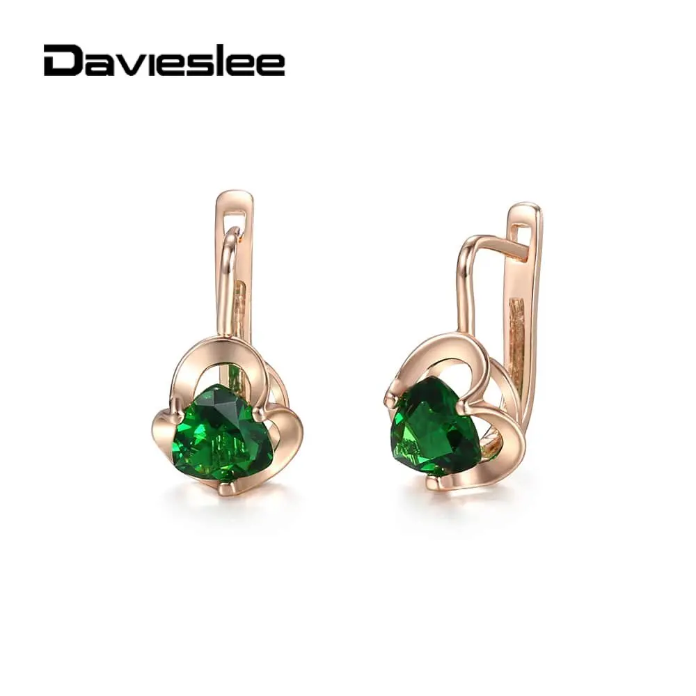 Серьги Davieslee из розового золота 585 пробы с полным камнем для женщин и девушек