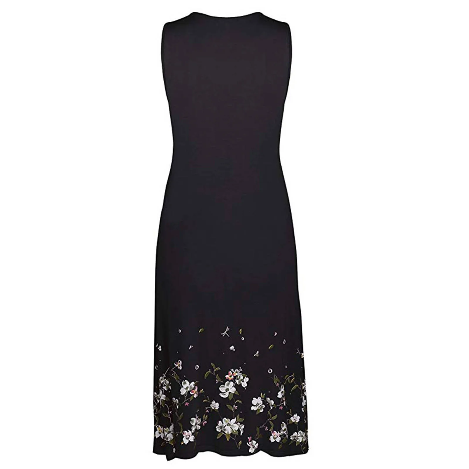 

Women's Summer Midi Dress Fashion Casual New Style O-Neck Print Sleeveless Tank Dress Female Loose Beach Dresses Ropa Mujer