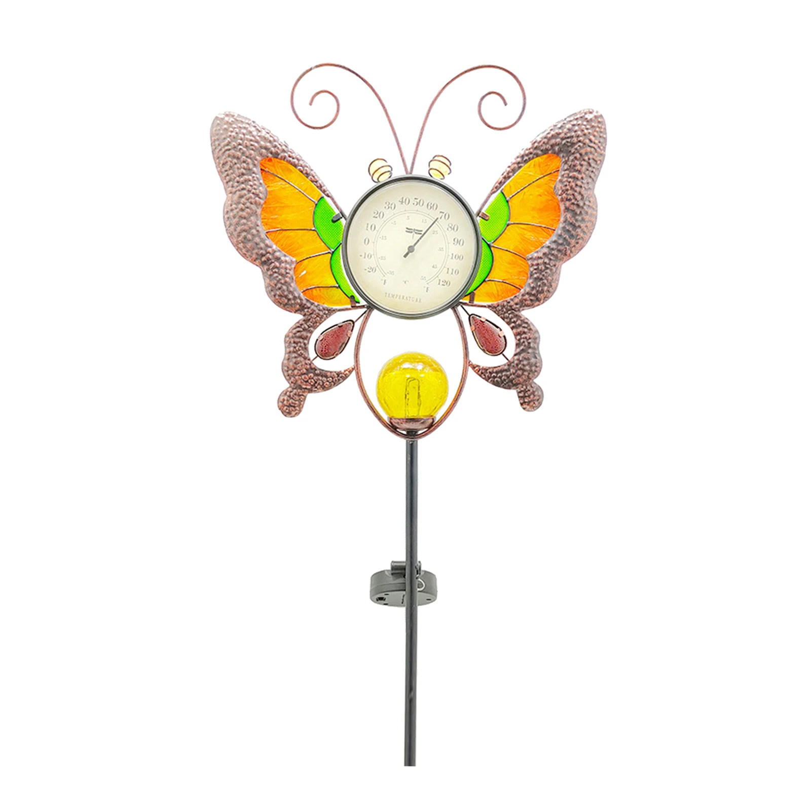 

Outdoor Solar Powered Thermometer Patio Temperature Gauge Garden Stake Decor