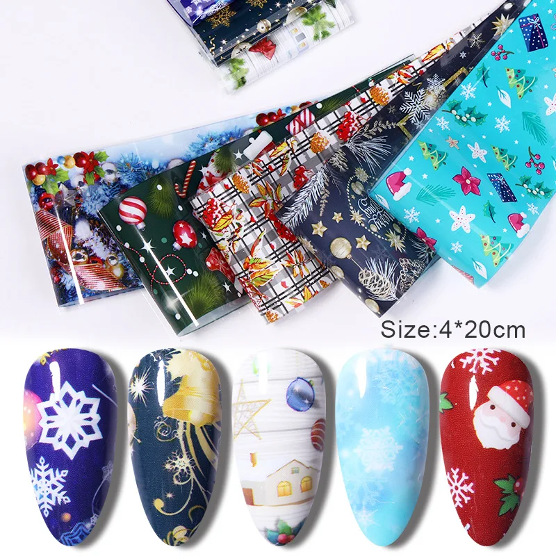 

Набор наклеек для ногтей, переводная бумага, наклейка для ногтей на Хэллоуин, Рождественский цвет, снежинка, звезда, наклейка, 10 смешанных па...