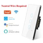 Настенный сенсорный выключатель 1-4Gang Tuya с Wi-Fi, умный выключатель с американской подсветкой, 110-250 В, водонепроницаемый смарт-выключатель с дистанционным управлением через приложение для Alexa Google Home