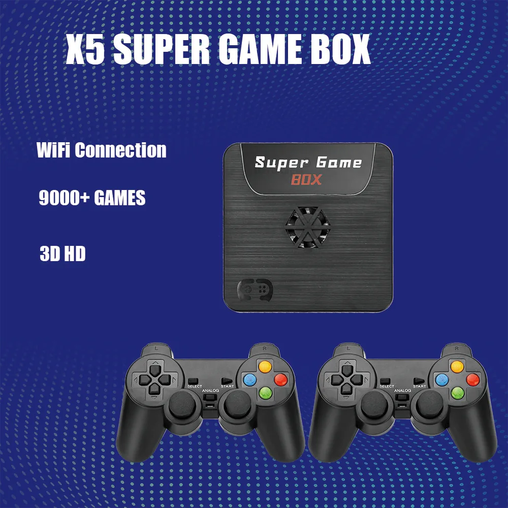 

Super Console X5 TV Video Game Consoles WIFI 3D HD AV Output For PSP/N64/PS Games With Wireless Gamepad Built-in 9000+Games