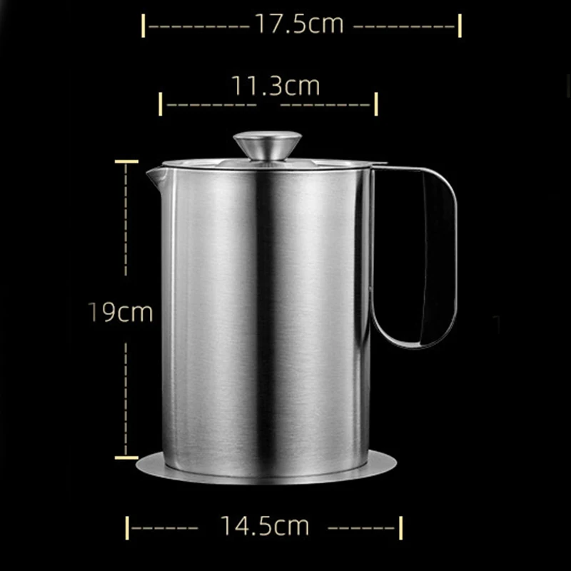 

Newly Grease Container Stainless Steel Cooking Oil Container Grease Container with Mesh Strainer Screen For Household