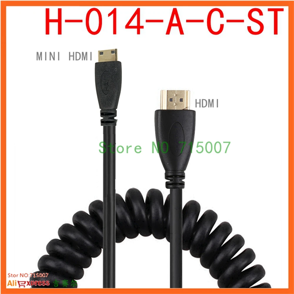 0,5 м/1,5 м HDMI к правый и левый Угол Mini HDMI и Micro HDMI кабель со штыревыми соединителями на обоих концах для подключения стрейч витая пружина гибкий кабель с ПВХ изоляцией V1.4 DSLR