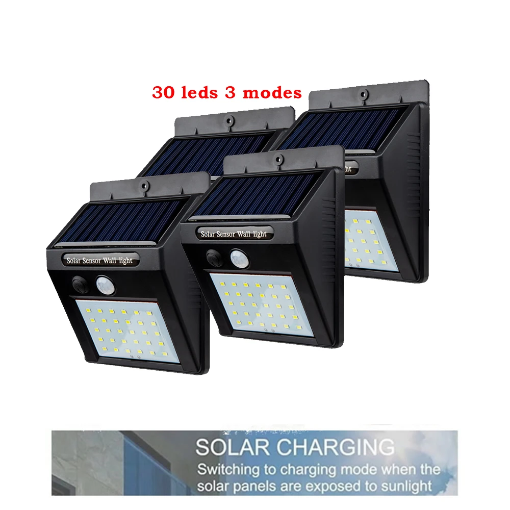 2/4 шт. 30 светодиодный солнечный светильник 3 режима преобразования Солнечная