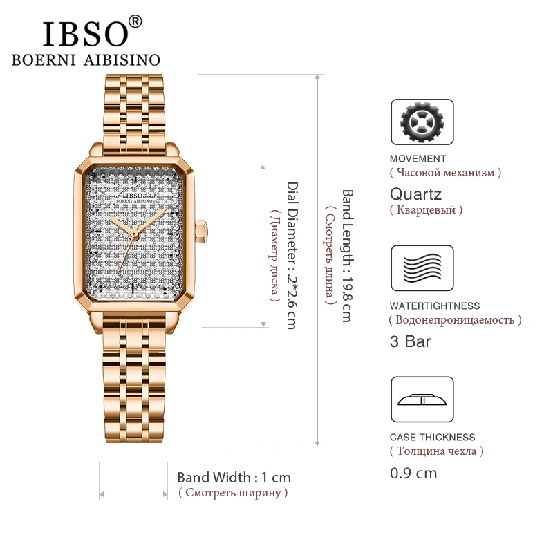 Новинка 2021, роскошные женские наручные часы IBSO из нержавеющей стали с полностью циркониевым циферблатом, элегантные водонепроницаемые час... от AliExpress RU&CIS NEW