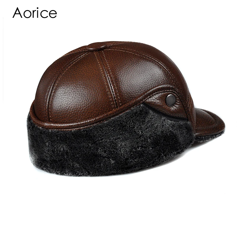 Aorice Натуральная кожа Мужская Бейсболка Hat КБР высокого качества из натуральной