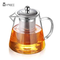 ymeei borosilicate glass tea infuser pot with infuser filter flower tea kettle kung fu tea maker convenient office glass teapot