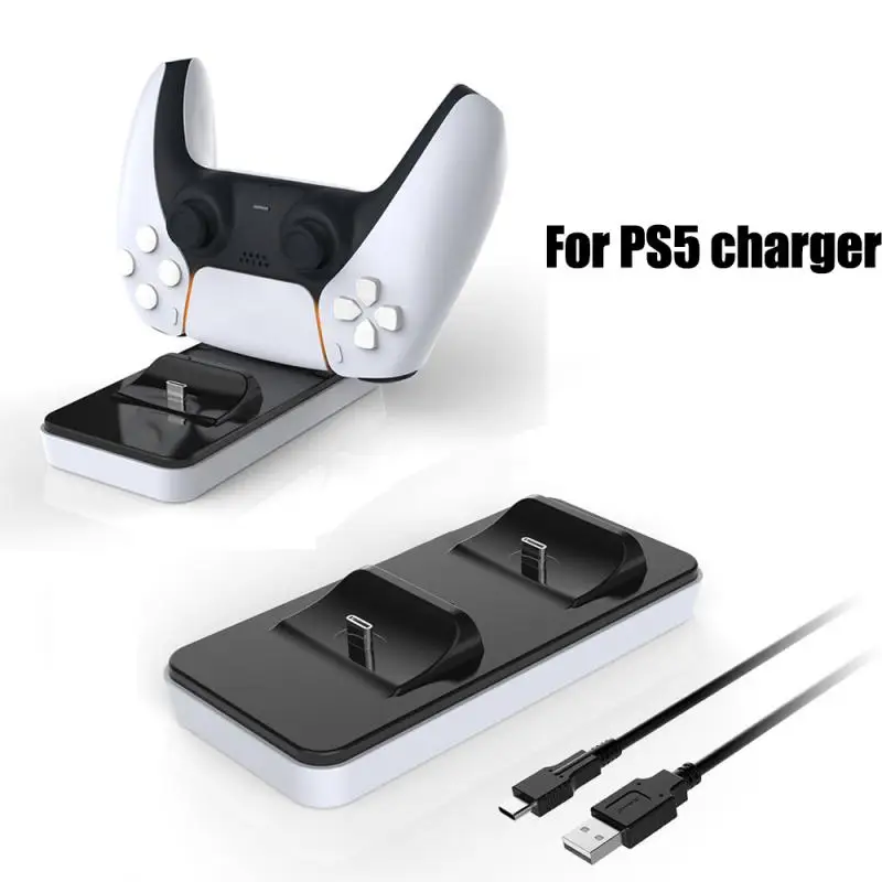 

Newest 1pc Dual Charger Dock Station For PS5 Gamepad Charging Dock For Playstation 5 PS 5 Game Controller Fast Charging Type-c