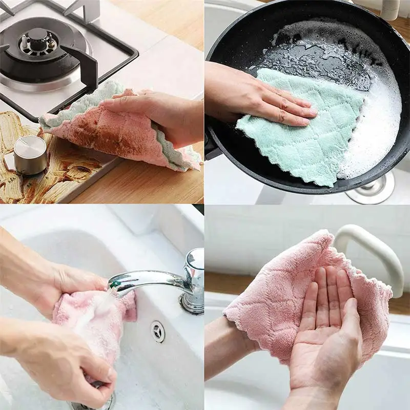 

8 pcs Household Super Absorbent Dishwashing Cloth Microfiber Towel Kitchen Cleaning Cloth Home Decoration Accessories