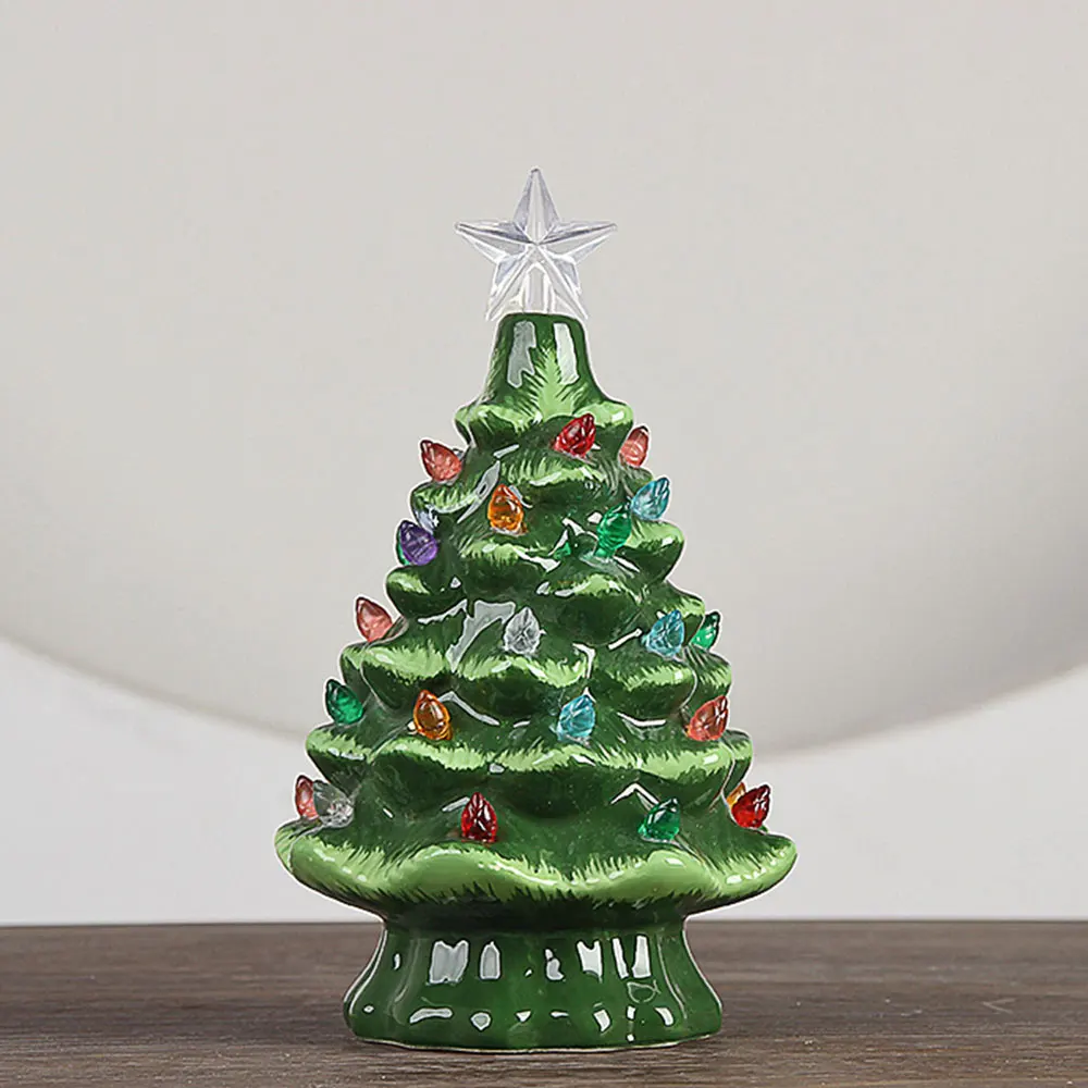 Светильник ящаяся керамическая Рождественская елка настольное Рождественское