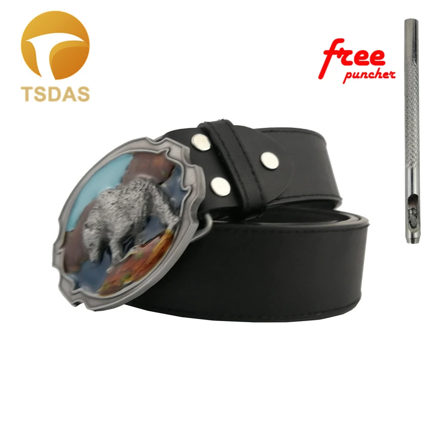 Модный милый белый медведь металлическая пряжка ремня подходящая для 4 см