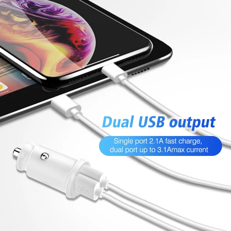 ANMONE Мини Быстрый двойной Переходник USB для зарядки в машине 3.1A быстрая зарядка автомобильное зарядное устройство для планшета мобильного телефона автомобильное зарядное устройство