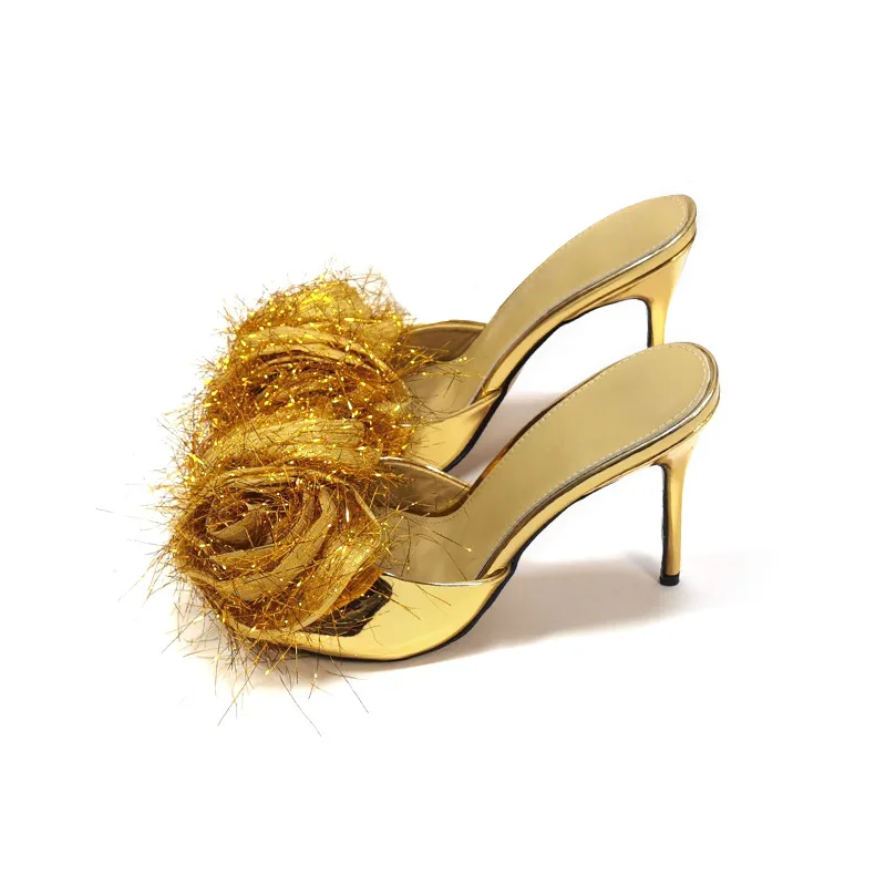 

Prowow plush flower pointed stiletto shoes and super high single shoes party high heels large women's shoes