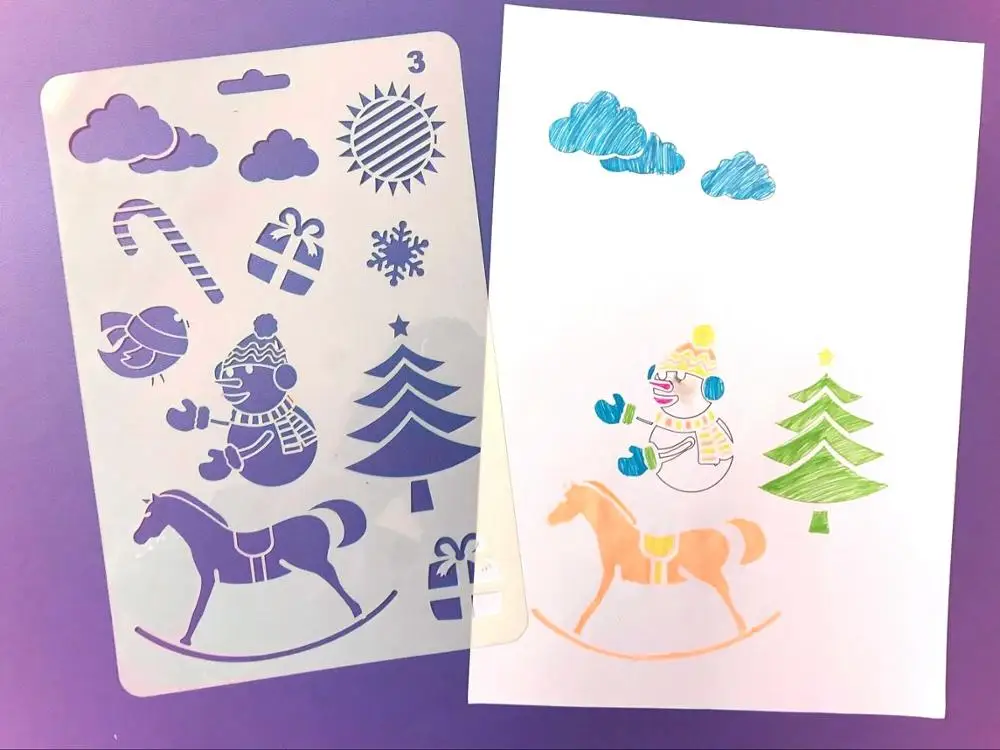 12 шт./компл. Рождественские Элементы шаблон картины трафареты для скрапбукинга DIY