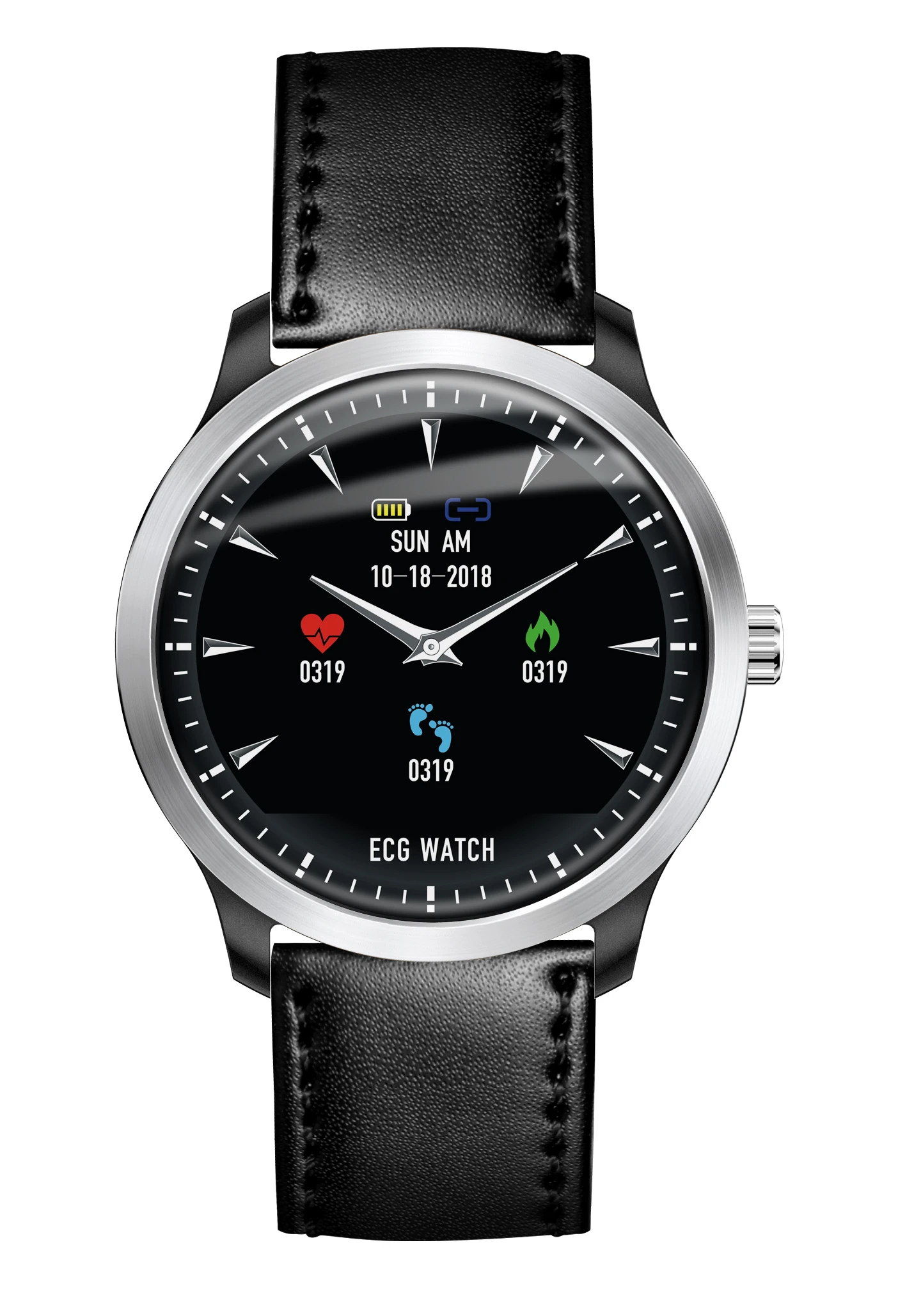 black leather ELFTEAR N58 Смарт-часы для мужчин IP67 Водонепроницаемый ECG 3D UI старая мода стабильный чип сообщение напоминание долгого ожидания Быстрая зарядка - Цвет: black leather