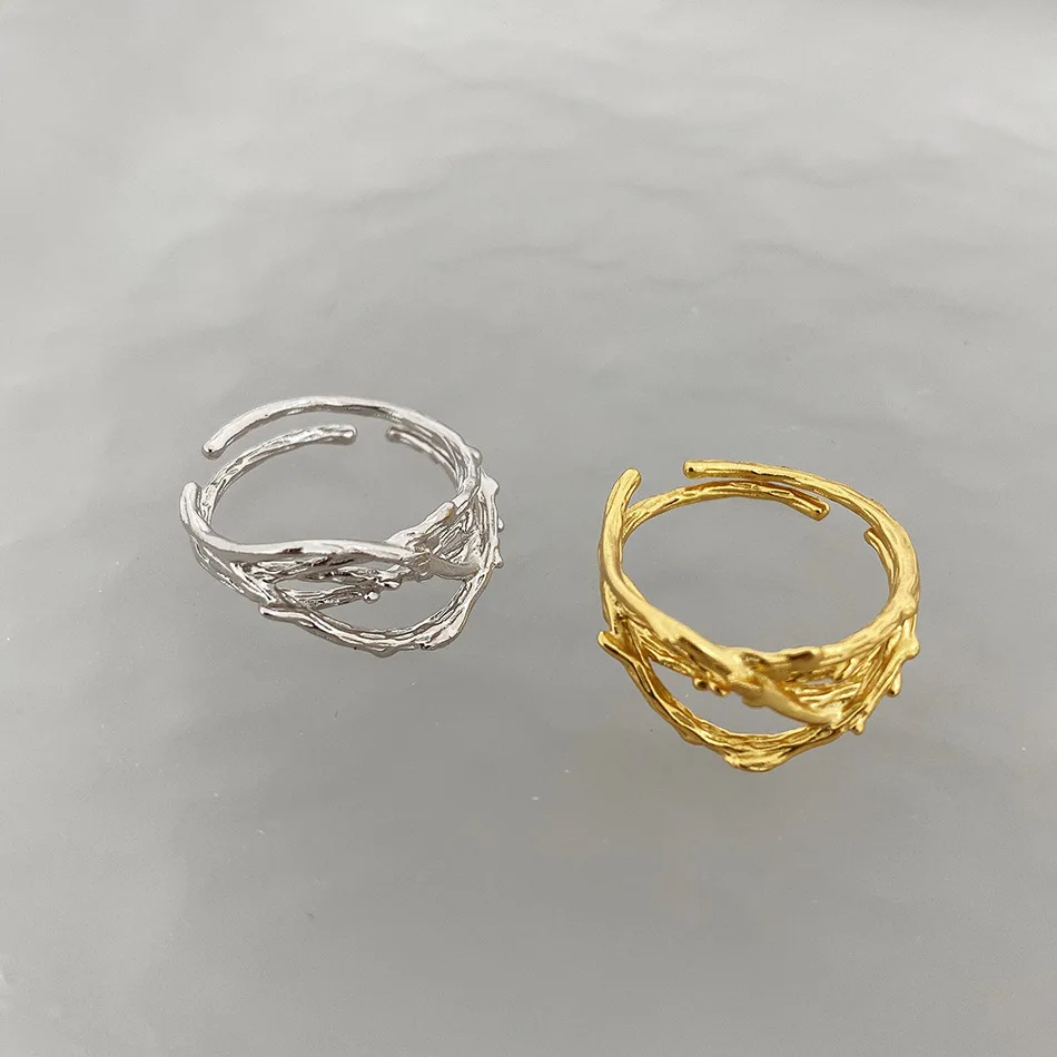 

Amaiyllis S925 Sterling Silver Irregular Texture Ring Personality Fashion Adjustable Open Ring For Female Jewelry Gift