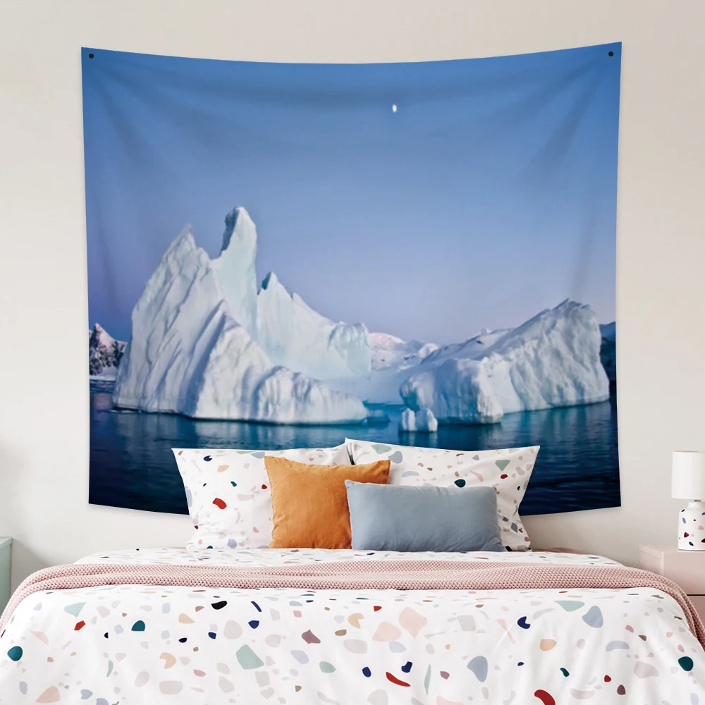 

Laeacco Snow Mountains And Rivers Glacier Tapestry Vast Ocean Landscape Wall Hangings Home Living Room Bedroom Decor Polyester