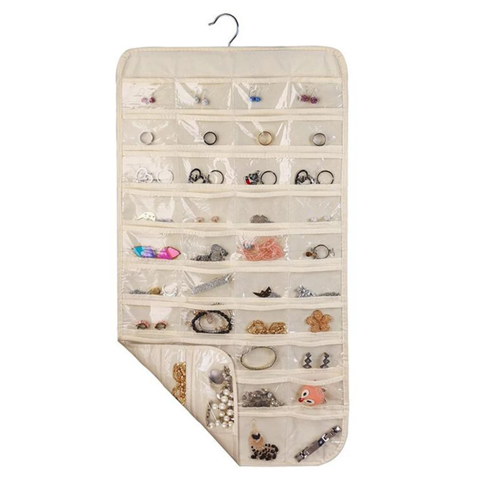 

80 Pockets Double Sided Hanging Jewelry Display Organizer Storage Bag