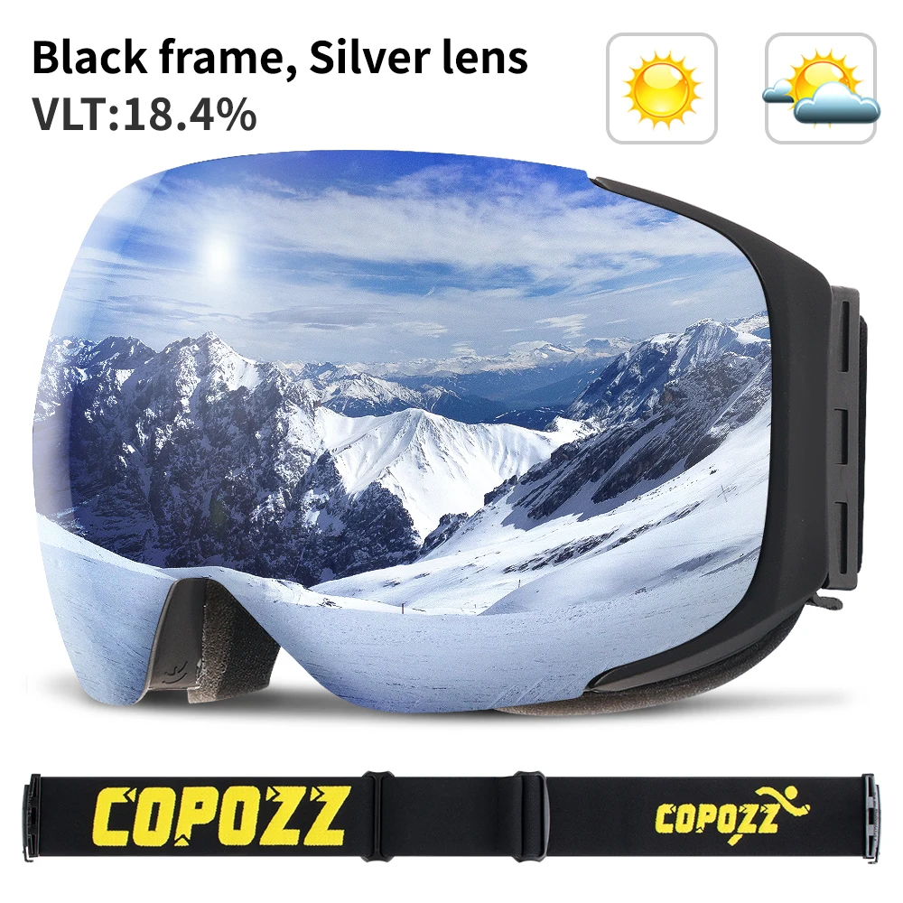 COPOZZ брендовые лыжные очки сменные магнитные линзы UV400 Анти-туман Лыжная маска для катания на лыжах мужские и женские очки для сноуборда GOG-2181 - Цвет: Lense Silver