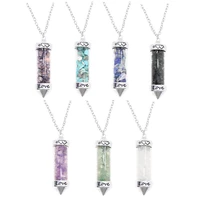 100 natural amethyst quartz turquoise gravel crystal wishing bottle love pendant necklace for valentines day gift