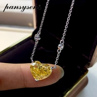 pansysen solid 925 sterling silver heart design citrine pink sapphire gemstone pendant necklaces women white gold color necklace