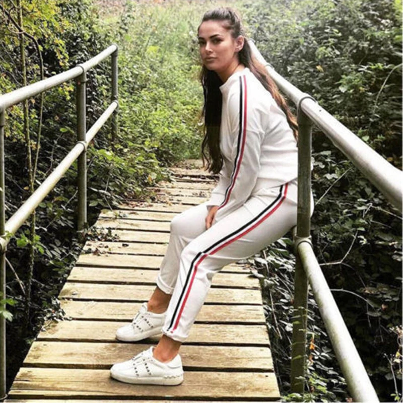

Yvlvol Women 2 pieces Running Sets Solid Color Tracksuits Workout Clothes Sweatshirts Lace-up Joggers Pants Female Set