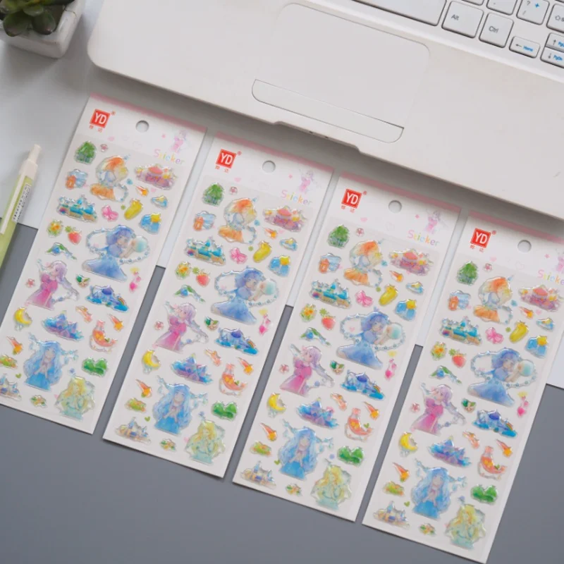 

2pc Crystal Epoxy Sticker Adhesive Craft Stick Label Kawaii Girl DIY Scrapbook Notebook Computer Phone Decor Supplies Stationery