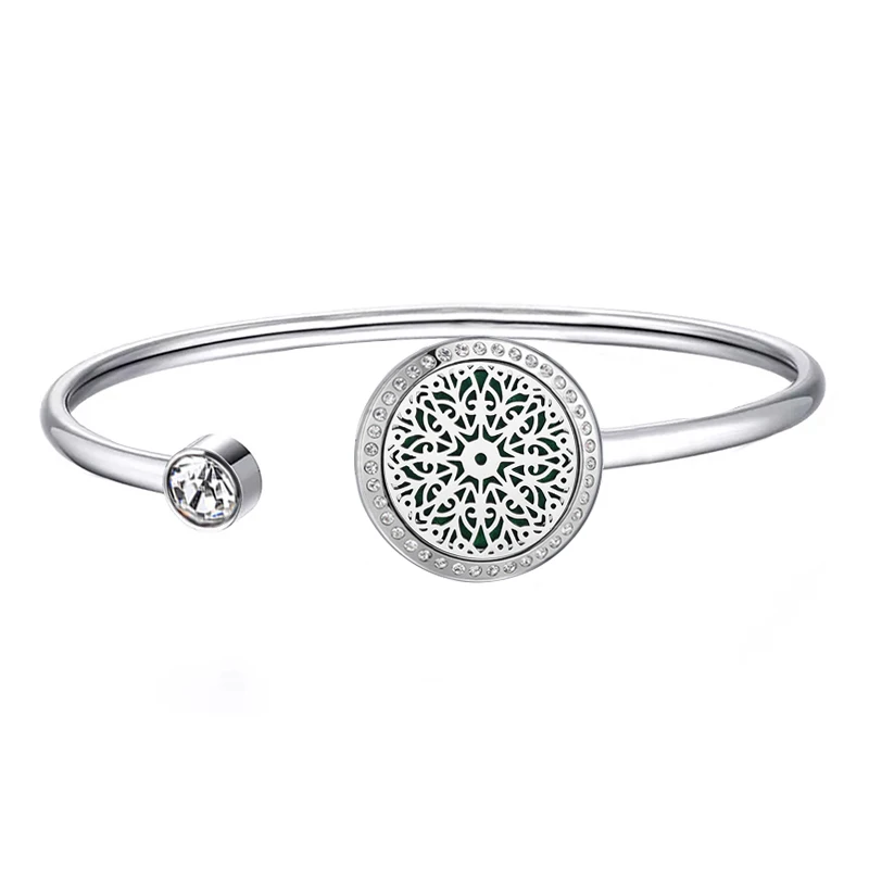 20mm with crystals 20 мм магнит лотоса может вихнуть вверх и вниз аромат медальон из нержавеющей стали браслет распылитель эфирных масел браслет с Медальоном(Прямая поставка - Окраска металла: 20mm with crystals