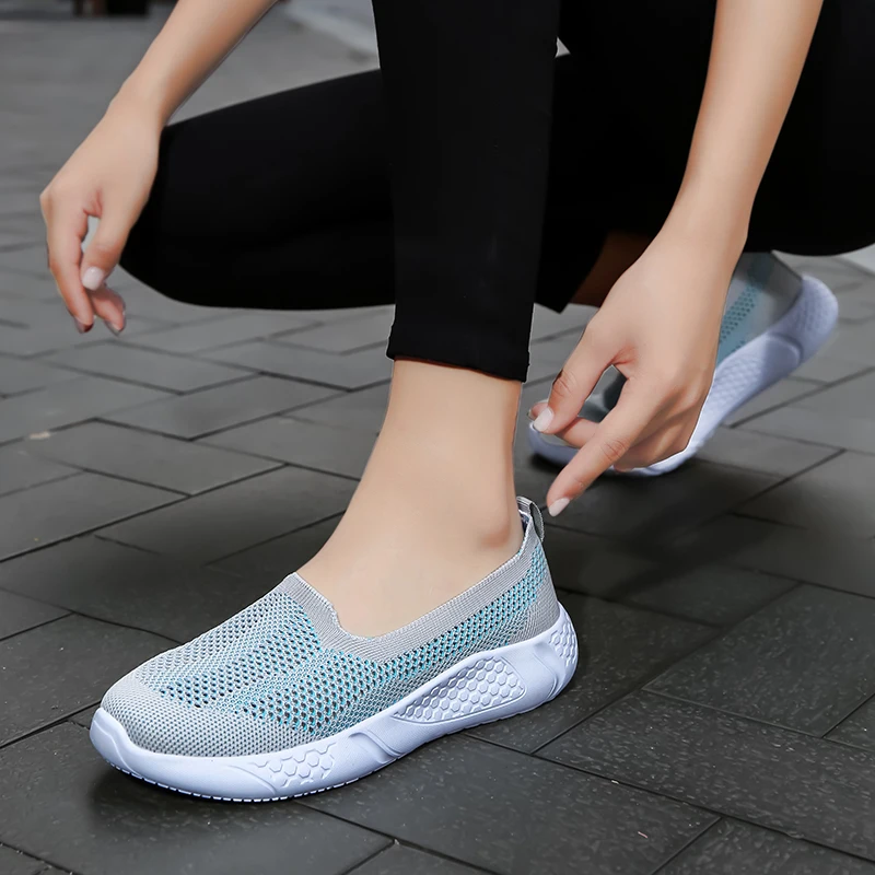 

SUOVEKGO Women Breathable Mesh Lazy Shoes Easy Silp on Women Flat Shoes Female Sneaker Ultiweight Soft Footwear Large Size Us 10